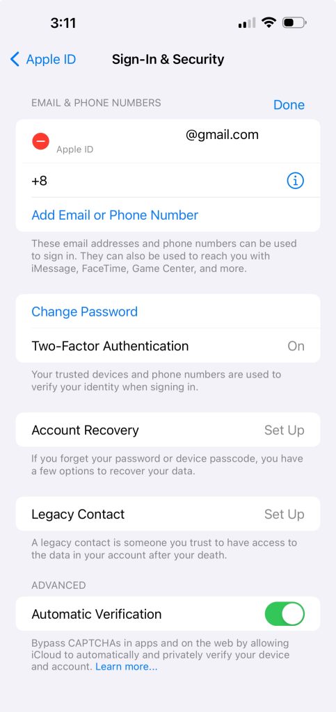 icloud mail change from iphone